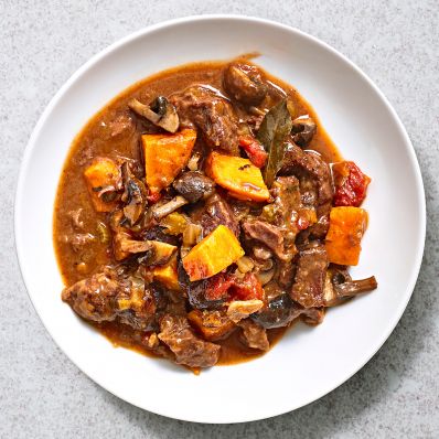 sweet potato-beef stew in bowl