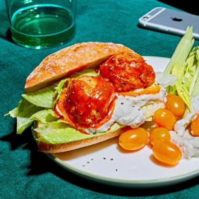 buffalo chicken meatball sandwich