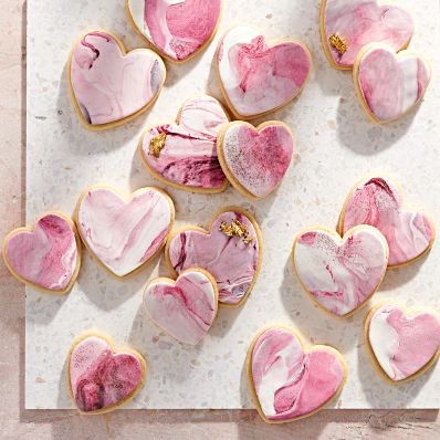 vanilla sugar cookies with marbled frosting