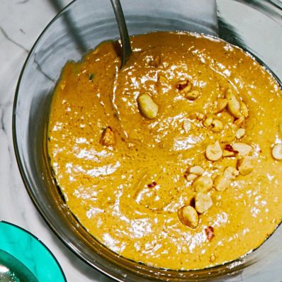satay peanut dip in bowl