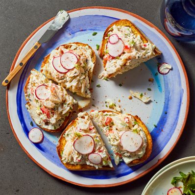 crab sandwiches with radishes