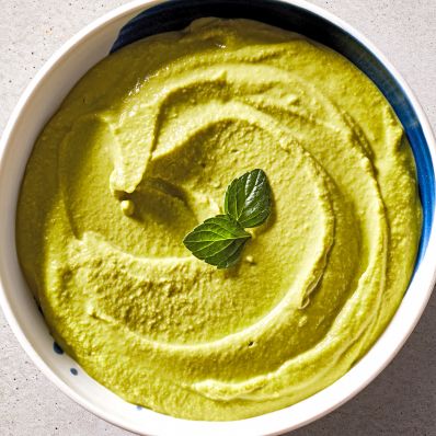 green pea dip in dish