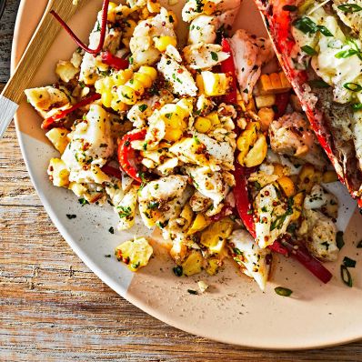 crab and corn salad on plate