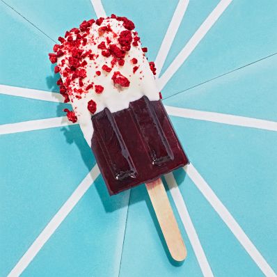 dipped red and white blueberry pops