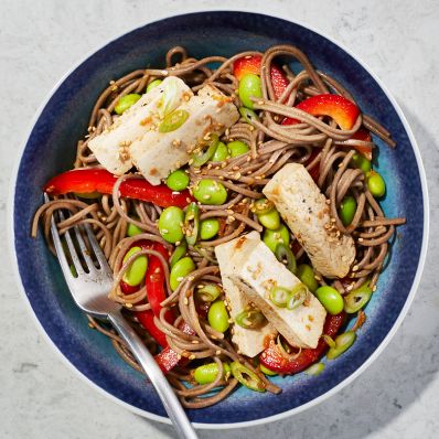 sesame noodle bowl with tofu