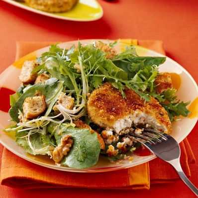 Baked Goat Cheese Salad with Homemade Croutons