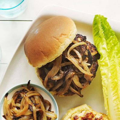 Chicken Burgers with Caramelized Onions