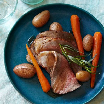 Sunday Roast with Carrots and New Potatoes