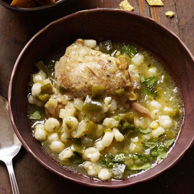 Slow-Cooker Chicken and Hominy Chili Bowl
