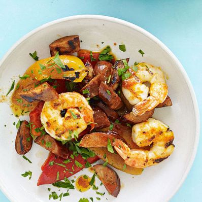 Grilled Peppers, Shrimp and Chorizo