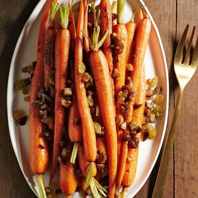 Roasted Carrots with Chestnuts and Golden Raisins