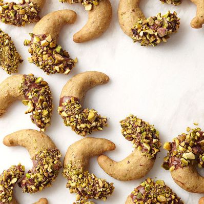Chocolate-Dipped Pistachio Crescents