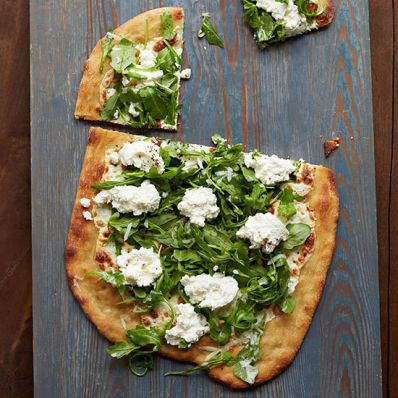 White Pizza with Arugula, Lemon, Parmesan and Ricotta