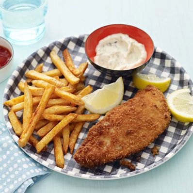 Panko Fried Fish and Smoky Chips