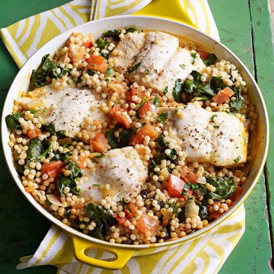Halibut, Pearl Couscous and Harissa