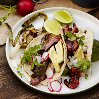 Tacos with Grilled Shrimp in Adobo