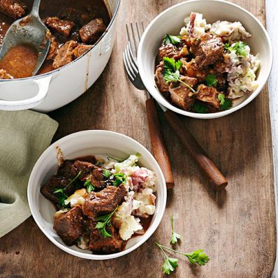 Beer-Braised Beef with Potatoes and Cabbage