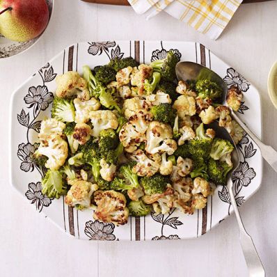Roasted Cauliflower and Broccoli with Spicy Yogurt Sauce
