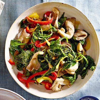 Sauteed Baby Spinach and Oyster Mushrooms