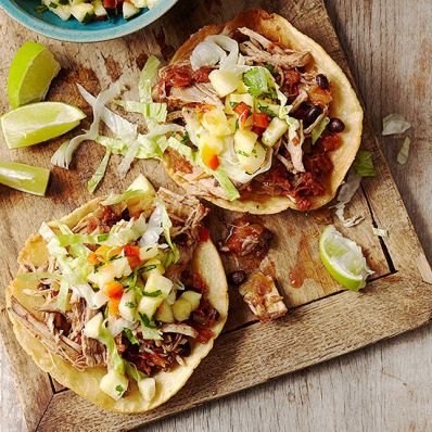 Ancho Pork and Black Bean Tostadas