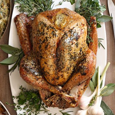 Herb-Roasted Turkey with White Wine Gravy