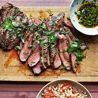 Flatiron Steak with Fresh Herb Butter Sauce