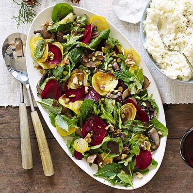 Three Greens, Beets and Portobellos