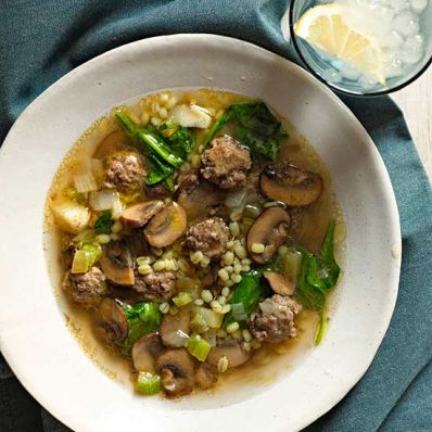 Meatball, Mushroom and Barley Soup