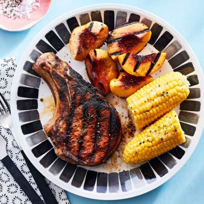 Spice-Rubbed Pork Chops with Grilled Nectarines