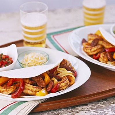 Shrimp and Sausage Fajitas
