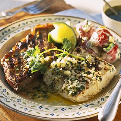 Steak 'n' Halibut Chimichurri