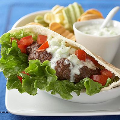 Greek Burgers with Cucumber Sauce