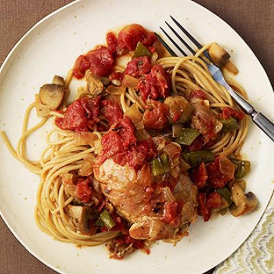 Chicken Cacciatore with Whole-Wheat Spaghetti