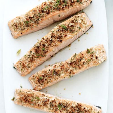Herb-Crusted Salmon and Israeli Couscous