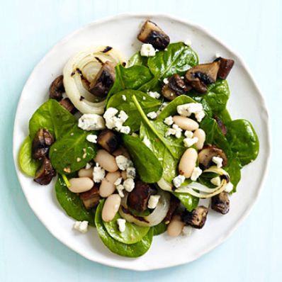 Spinach with Grilled Portobellos & Onion