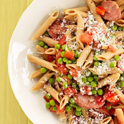 Penne with Sausage and Peas