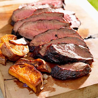 Cocoa-Chile-Rubbed Steak and Sweet Potatoes