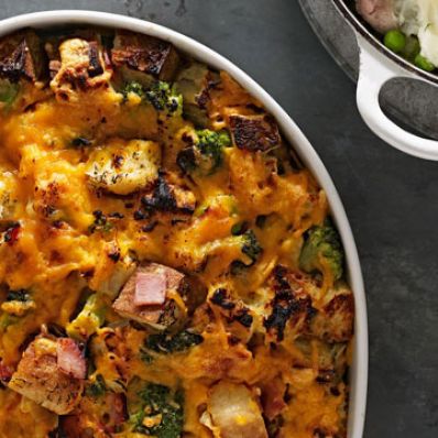 Broccoli, Cheddar and Ham Strata
