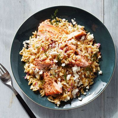 Greek Salmon and Orzo