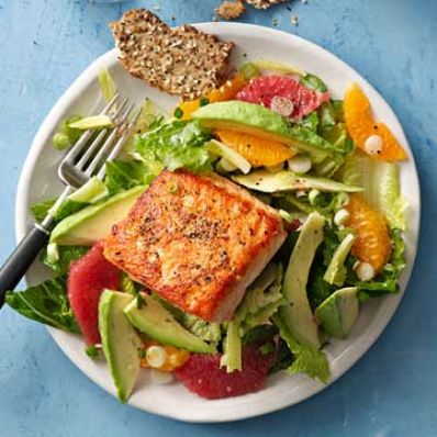 Seared Salmon with Citrus Romaine Salad