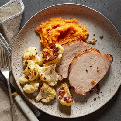 Pork with Cauliflower and Mashed Sweet Potatoes