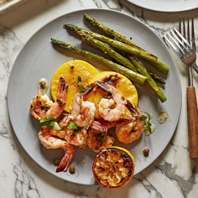Shrimp with Asparagus and Polenta