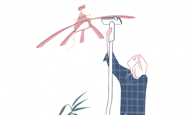 cleaning ceiling fan illustration