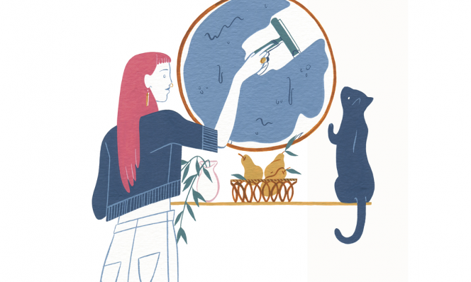 cleaning mirror illustration