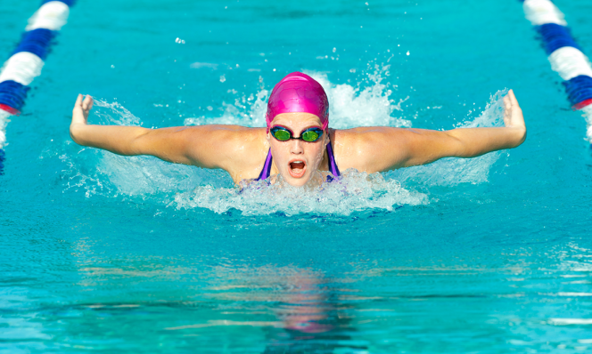girls swimming