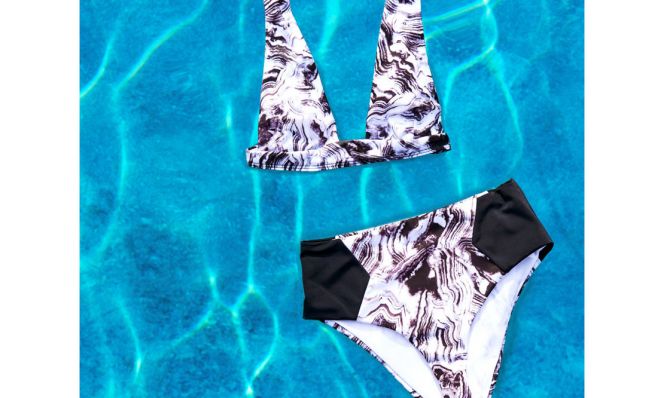 black and blue bikini
