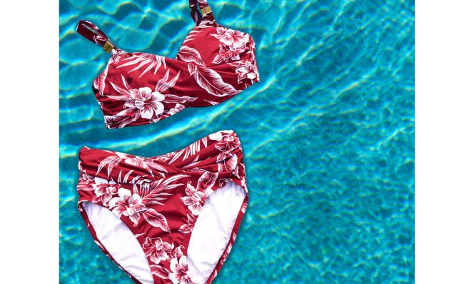 red and white bikini