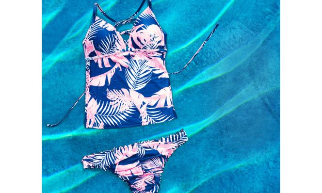 swimsuit blue and pink
