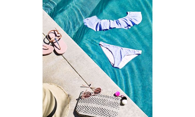 blue ruffle bikini