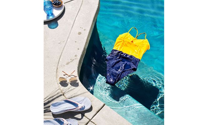 blue and yellow swimsuit